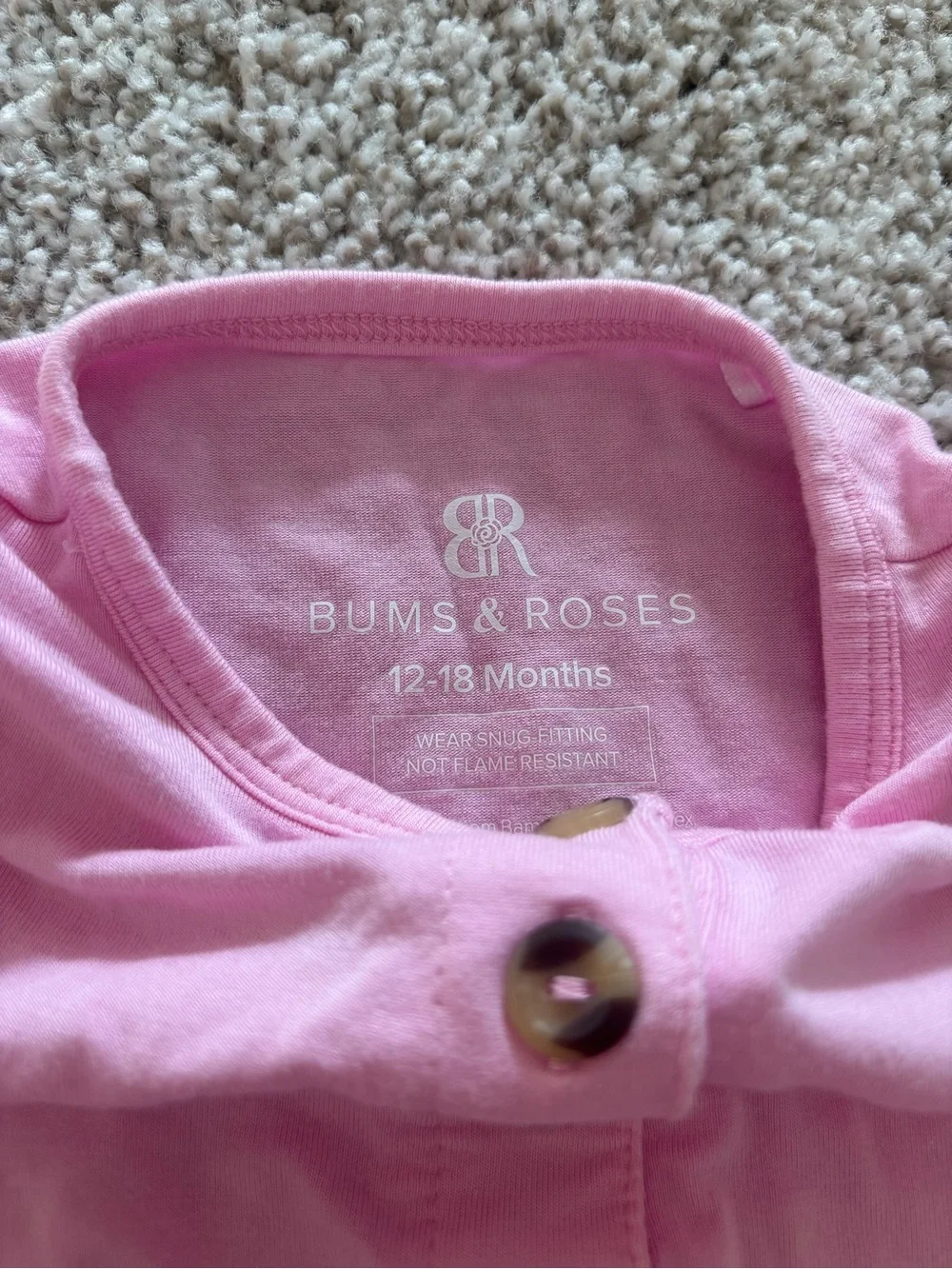 12-18 month Bums & Roses pink 2 piece pajamas bamboo sleeper set
